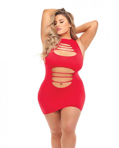 Pink Lipstick Can't Commit Shredded Dress (fits Up To 3x) Red Qn - Click Image to Close