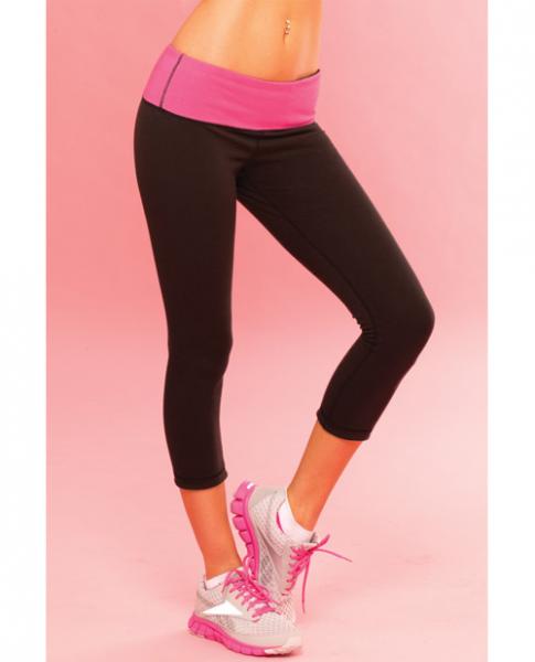 Pink Lipstick Sweat Yoga Short Thick Revrsible For Supprt & Compression W/scret Pcket Black Lg