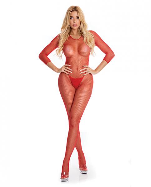 Pink Lipstick RisquÃ© Crotchless Bodystocking Red M/l