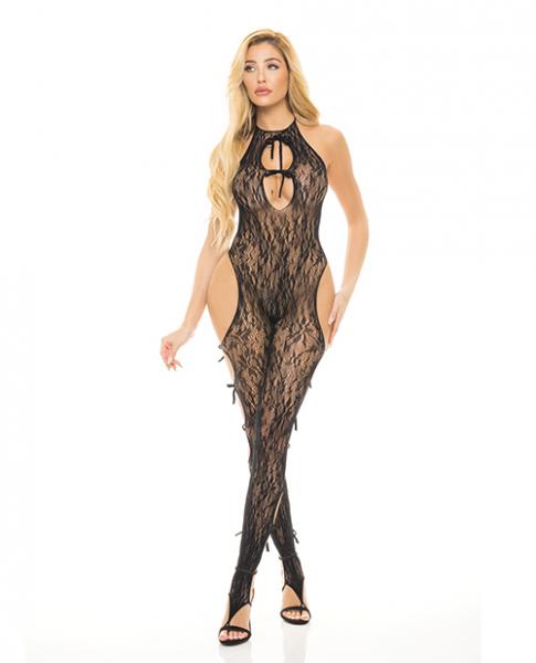 Pink Lipstick Love Me Harder Bodystocking Black O/s - Click Image to Close