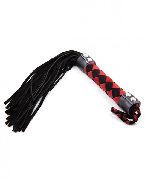 Plesur 15 inches Leather Flogger Black Red