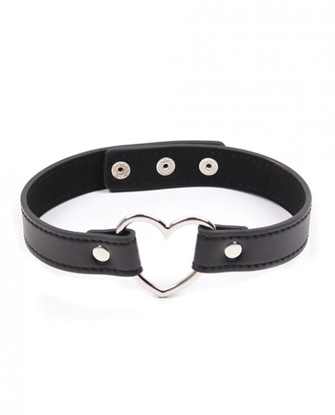 Plesur Pvc Heart Connector Choker - Black - Click Image to Close