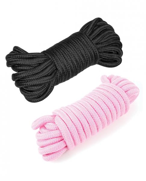 Plesur Cotton Shibari Bondage Rope 2 Pack - Black/pink - Click Image to Close