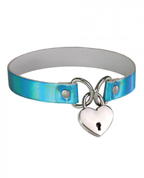 Plesur Heart Lock Collar - Holographic Blue