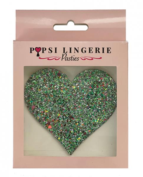 Glow In The Dark Glitter Heart Pasties - O/s - Click Image to Close