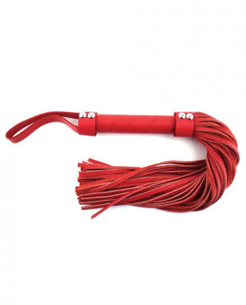 Rouge Short Leather Flogger - Red - Click Image to Close