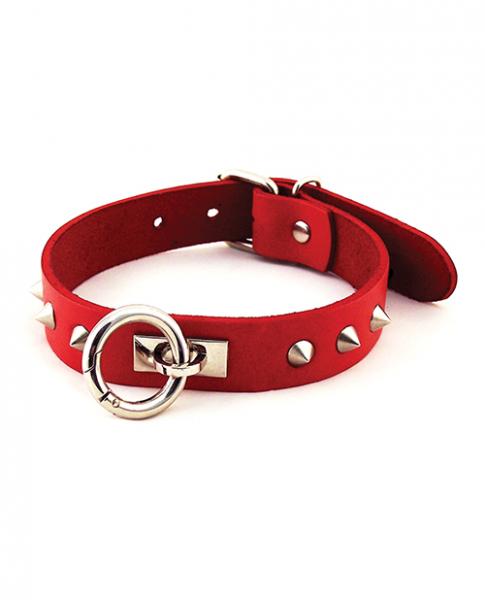 Rouge Leather O-Ring Studded Collar Black