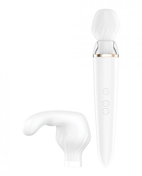 Satisfyer Double Wand-er - White - Click Image to Close