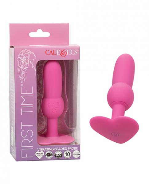 First Time Vibrating Beaded Anal Probe - Pink - Click Image to Close