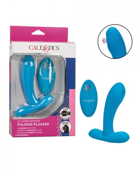 Silicone Pulsing Pleaser W/remote - Blue - Click Image to Close