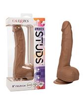 Silicone Studs 8" Dildo - Brown - Click Image to Close