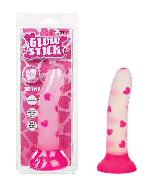 Glow Stick Heart Suction Cup Glow-in-the-dark Dildo - Pink