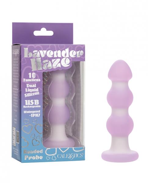 Lavender Haze Beaded Anal Probe - Lavender/white - Click Image to Close