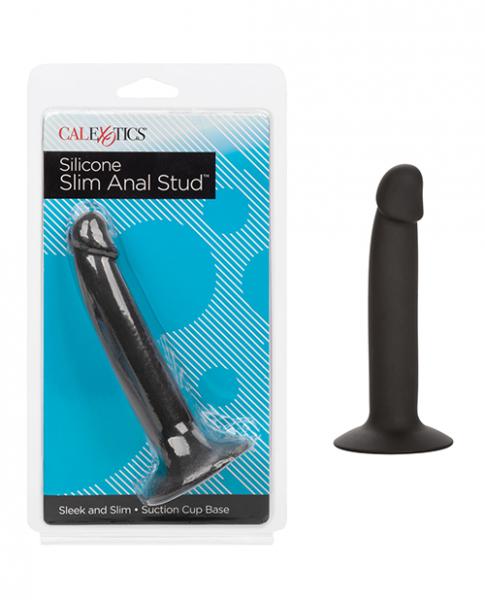 Silicone Slim Anal Stud - Black - Click Image to Close