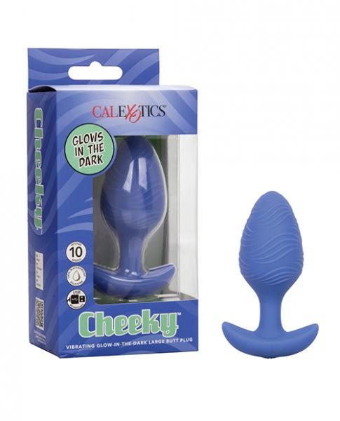 Cheeky Glow In The Dark Vibrating Butt Plug - Large Blue - Click Image to Close