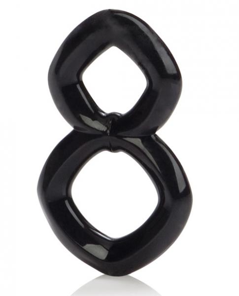 Crazy 8 Enhancer Double Cock Ring Black - Click Image to Close