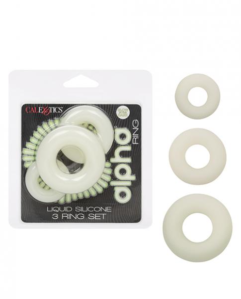 Alpha Liquid Silicone Glow In The Dark Cock Ring - Set Of 3