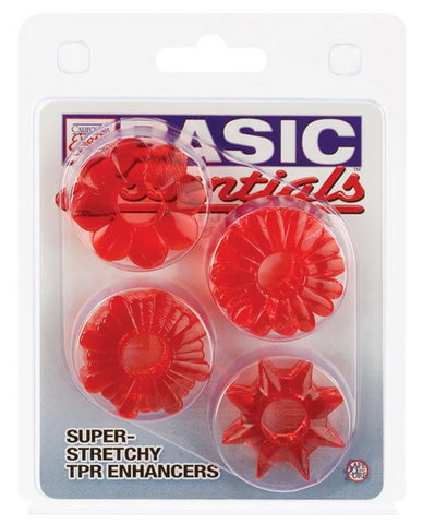 Basic essentials set of 4 rings - red