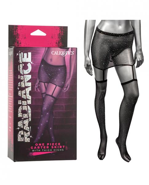 Radiance One Piece Garter Skirt W/thigh Highs - Black O/s - Click Image to Close