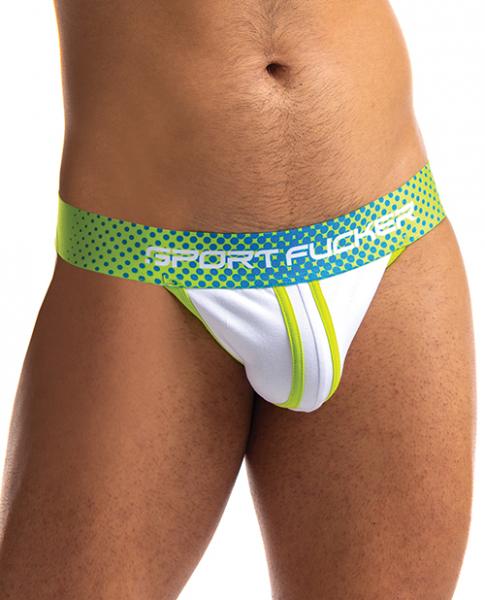 Sport Fucker Jersey Jock - S Green/white - Click Image to Close