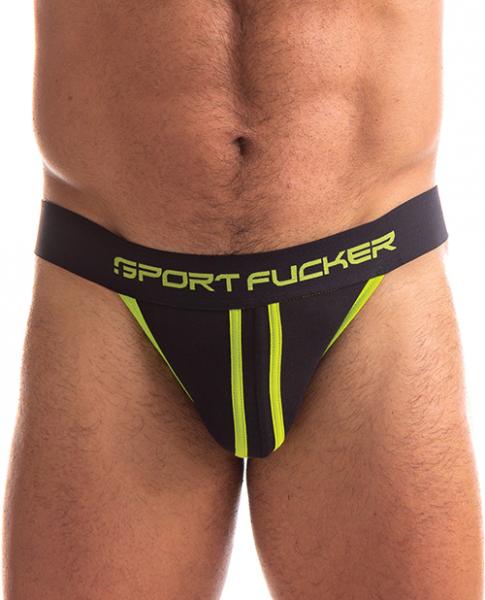 Sport Fucker Jersey Jock - S Black/green - Click Image to Close