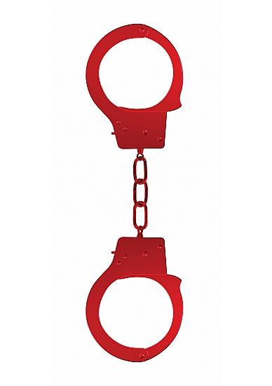 Ouch Beginners Handcuffs Metal Red - Click Image to Close