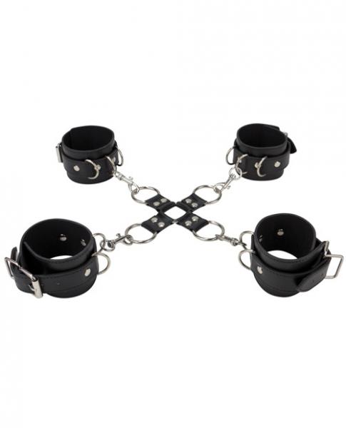 Ouch Leather Hand & Leg Cuffs Black