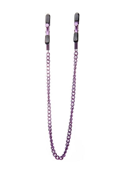 Ouch Adjustable Nipple Clamps with Chain Purple - Click Image to Close