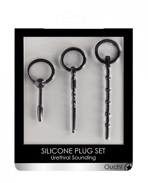 Shots Ouch Urethral Sounding Plug Set - Black - Click Image to Close