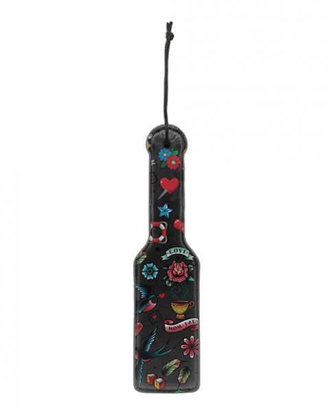 Shots Ouch Old School Tattoo Style Printed Paddle - Black