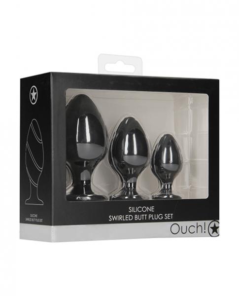 Shots Ouch Swirled Butt Plug Set - Black - Click Image to Close