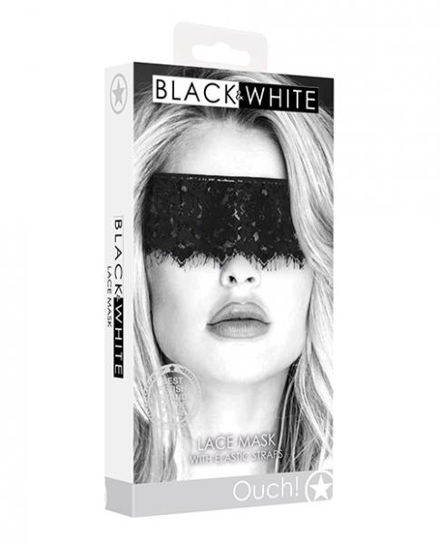 Shots Ouch Black & White Lace Mask W/elastic Straps - Black