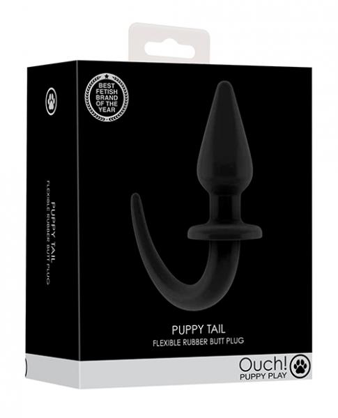 Shots Ouch Puppy Play Tail Butt Plug - Black - Click Image to Close