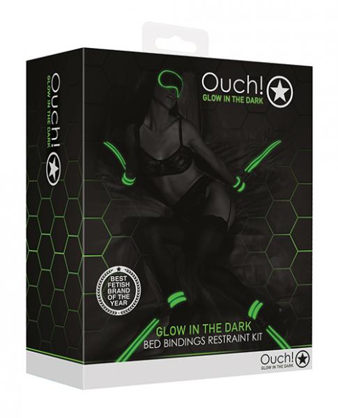 Shots Ouch Bed Bindings Restraint Kit - Glow In The Dark