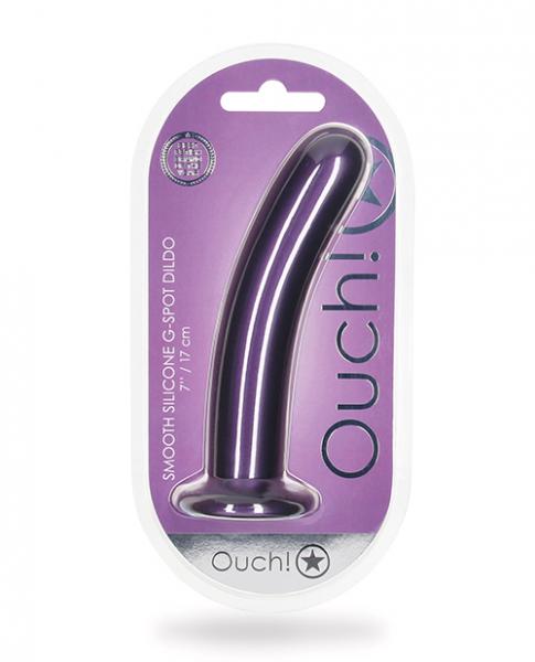 Shots Ouch 7" Smooth G-spot Dildo - Metallic Purple - Click Image to Close