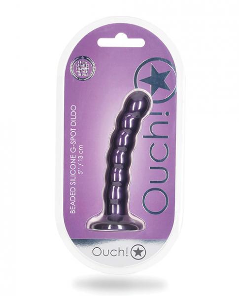 Shots Ouch 5" Beaded G-spot Dildo - Metallic Purple - Click Image to Close