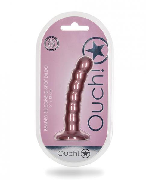 Shots Ouch 5" Beaded G-spot Dildo - Rose Gold - Click Image to Close