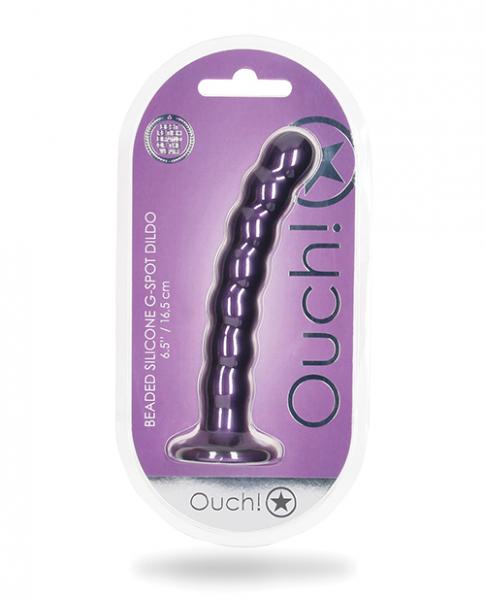 Shots Ouch 6.5" Beaded G-spot Dildo - Metallic Purple - Click Image to Close