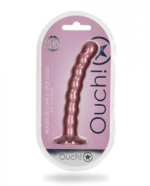 Shots Ouch 6.5" Beaded G-spot Dildo - Rose Gold - Click Image to Close