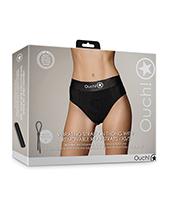 Shots Ouch Vibrating Strap On Thong W/removable Rear Straps - Black Xs/s