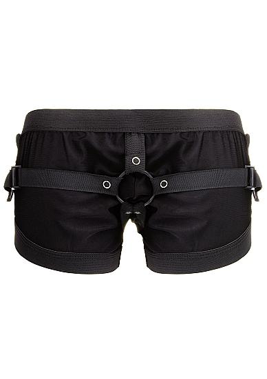 Realrock Boxer with Harness Black O/S - Click Image to Close