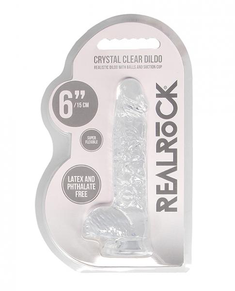 Shots Realrock Realistic Crystal Clear 6" Dildo W/balls - Transparent Clear