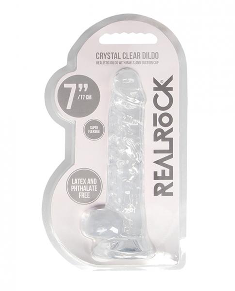 Shots Realrock Realistic Crystal Clear 7" Dildo W/balls - Transparent Clear