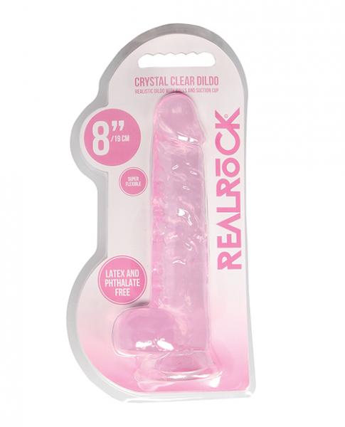 Shots Realrock Realistic Crystal Clear 8" Dildo W/balls - Pink