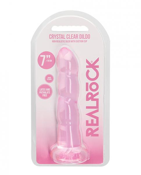 Shots Realrock Crystal Clear Non Realistic 7" Dildo - Pink