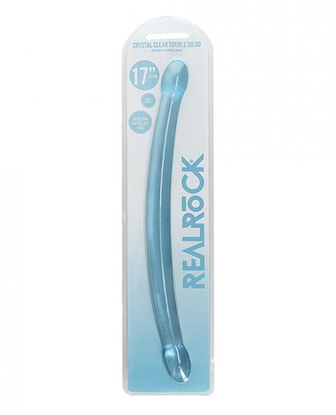 Shots Realrock Crystal Clear 17" Double Dildo - Blue - Click Image to Close