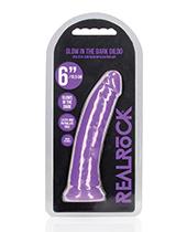 Shots Realrock 6" Slim Dildo Glow In The Dark - Neon Purple