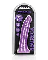 Shots Realrock 7" Slim Dildo Glow In The Dark - Neon Purple