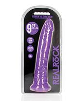 Shots Realrock 9" Slim Dildo Glow In The Dark - Neon Purple - Click Image to Close