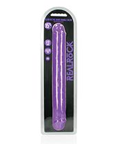 Shots Realrock 15" Double Dong Glow In The Dark - Neon Purple